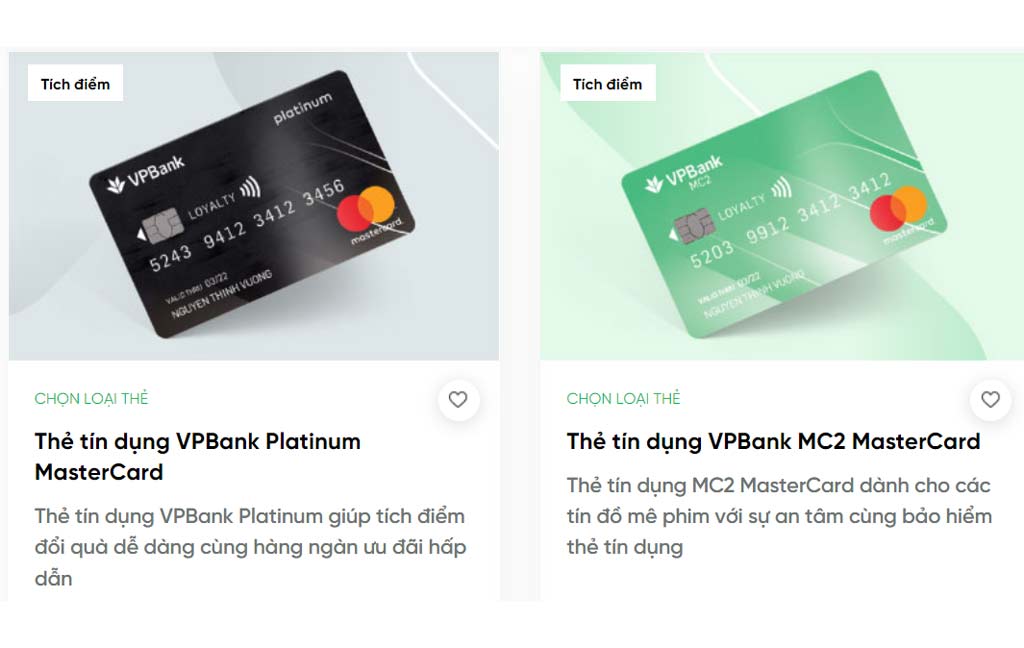 Biểu phí thẻ tín dụng VPBank